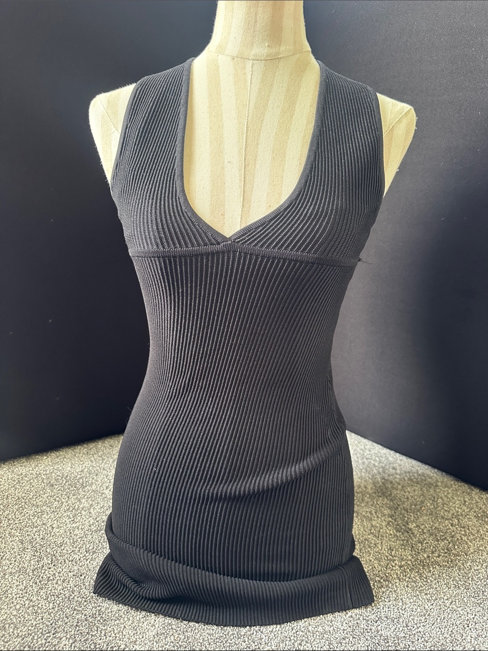 Babaton Black Ribbed V-Neck dress